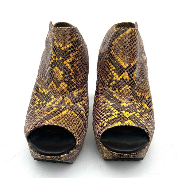 Donald J Pliner Snakeskin Open Toe Slingback High Heels Chunky Booties 9.5 - Picture 3 of 11